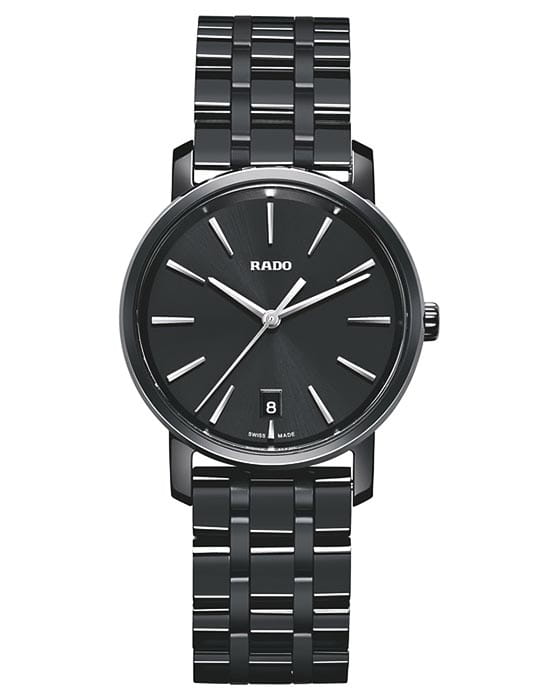 Rado Rado Diamaster R14063182  R14063182 кварцевые женские часы черный циферблат, браслет керамика — вид спереди