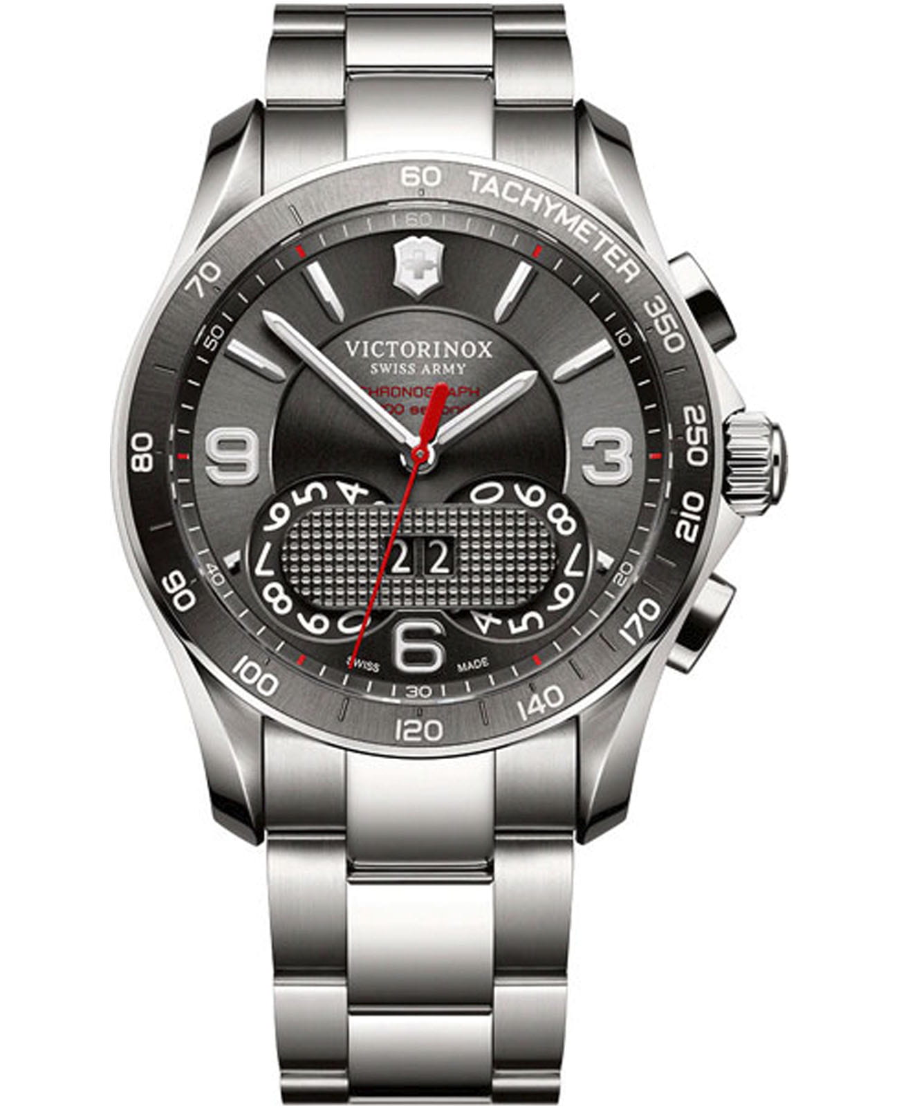 Victorinox Victorinox Chrono Classic 241618  241618 кварцевые мужские часы серый циферблат, браслет нержавеющая сталь — вид спереди