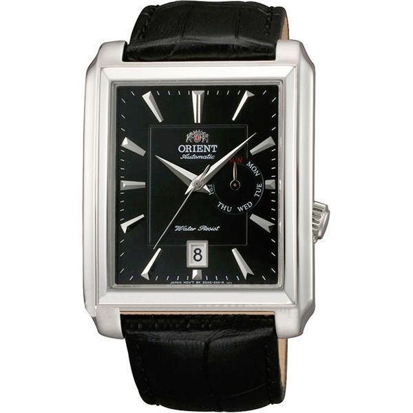 Orient Orient ESAE00AB (FESAE00AB)  FESAE00AB механические мужские часы черный циферблат, браслет кожа + текстиль — вид спереди