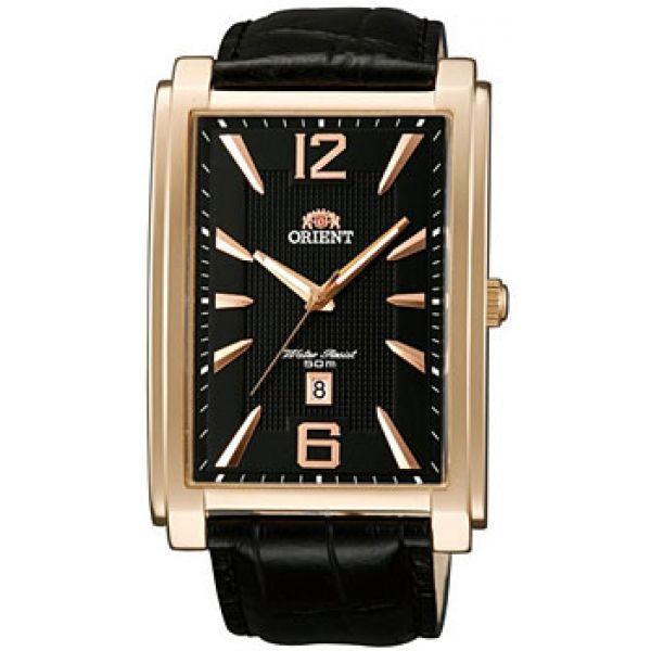 Orient Orient UNED001B (FUNED001B)  FUNED001B автокварц (кинетик) мужские часы черный циферблат, браслет кожа + текстиль — вид спереди