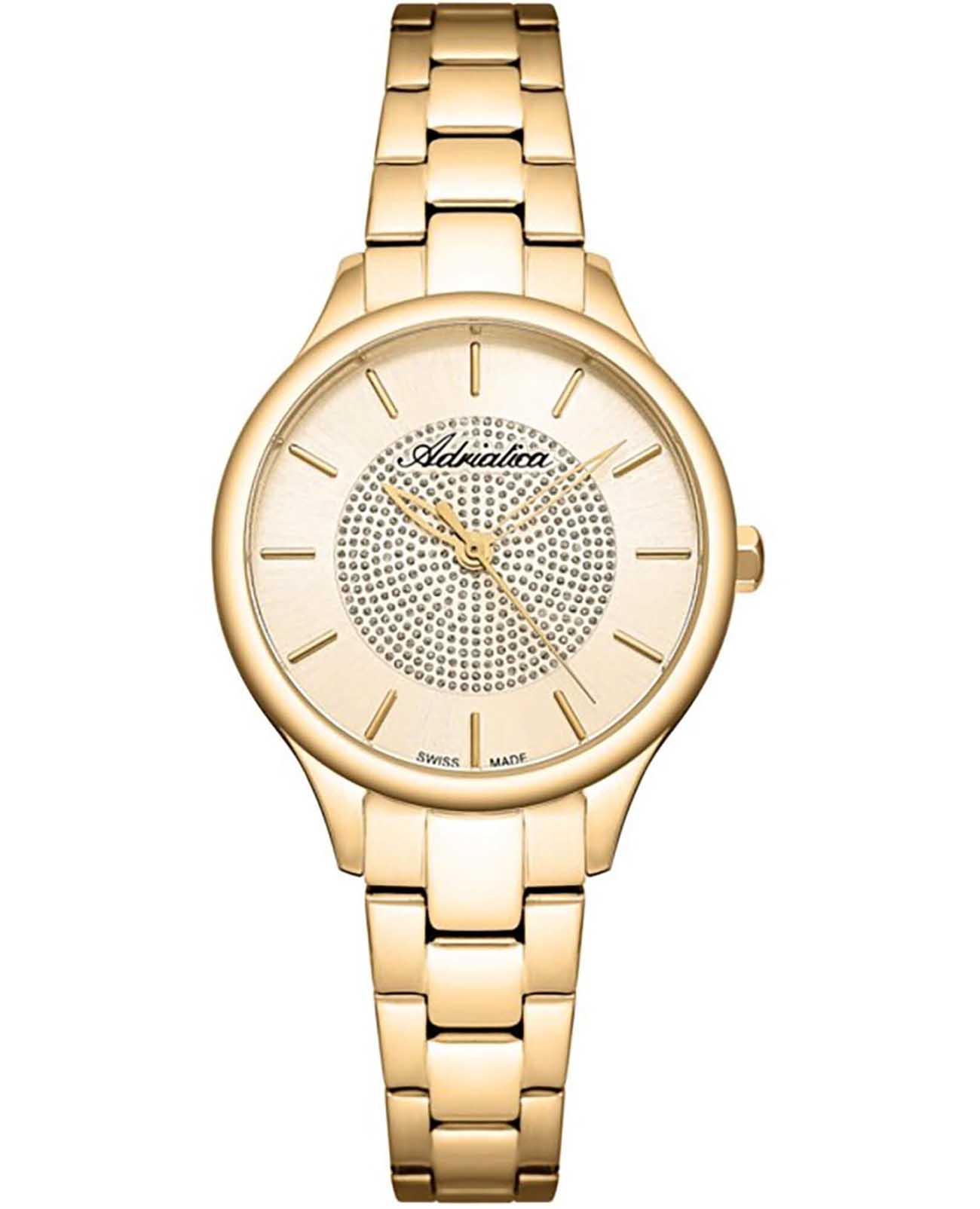 Adriatica Adriatica Essence A3818.1111Q  A3818.1111Q кварцевые женские часы золотой циферблат, браслет нержавеющая сталь с pvd-покрытием — вид спереди