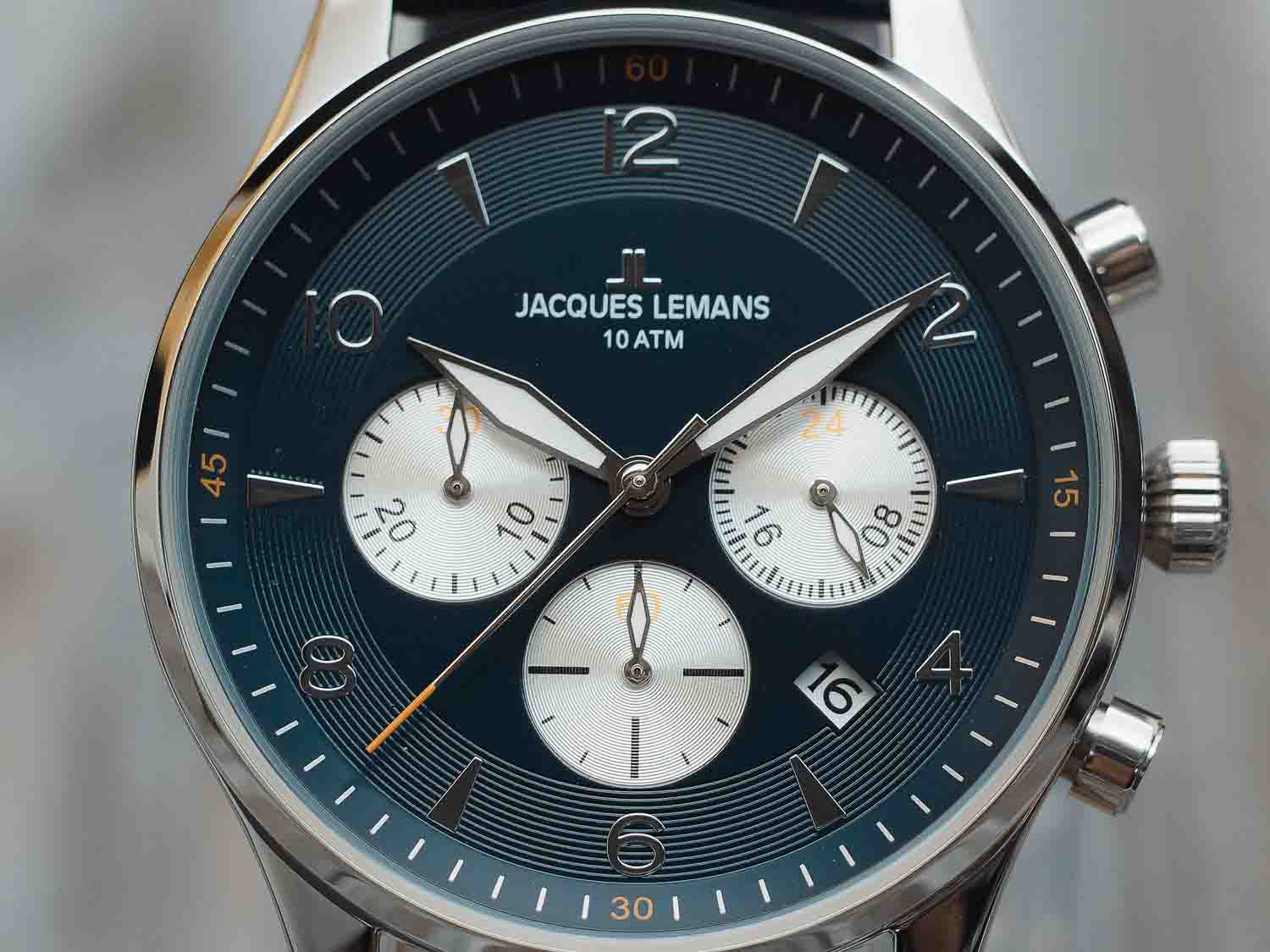 Jacques Lemans Jacques Lemans 1-1654C кварцевые мужские часы часы крупный план синий циферблата