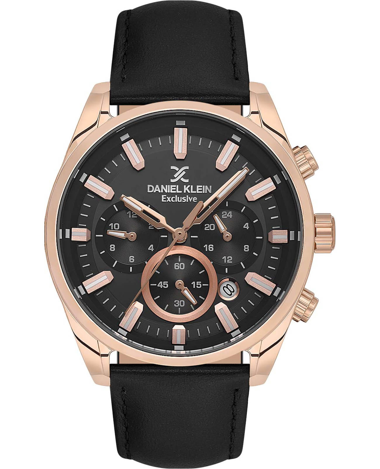 Daniel Klein Daniel Klein Exclusive DK.1.13741-5  DK.1.13741-5 кварцевые мужские часы черный циферблат, браслет кожаный — вид спереди