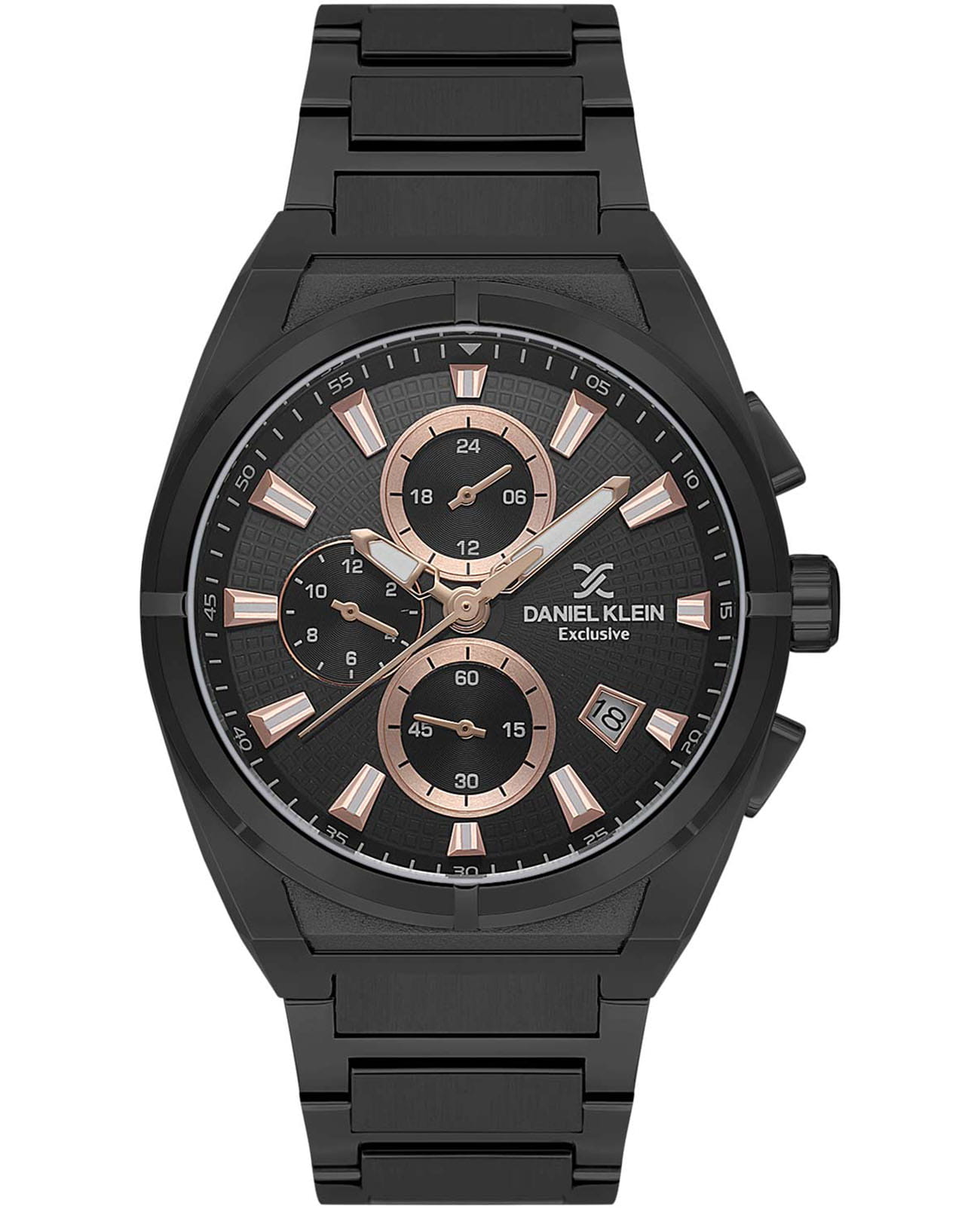 Daniel Klein Daniel Klein Exclusive DK.1.13750-5  DK.1.13750-5 кварцевые мужские часы черный циферблат, браслет нержавеющая сталь с ip-покрытием — вид спереди