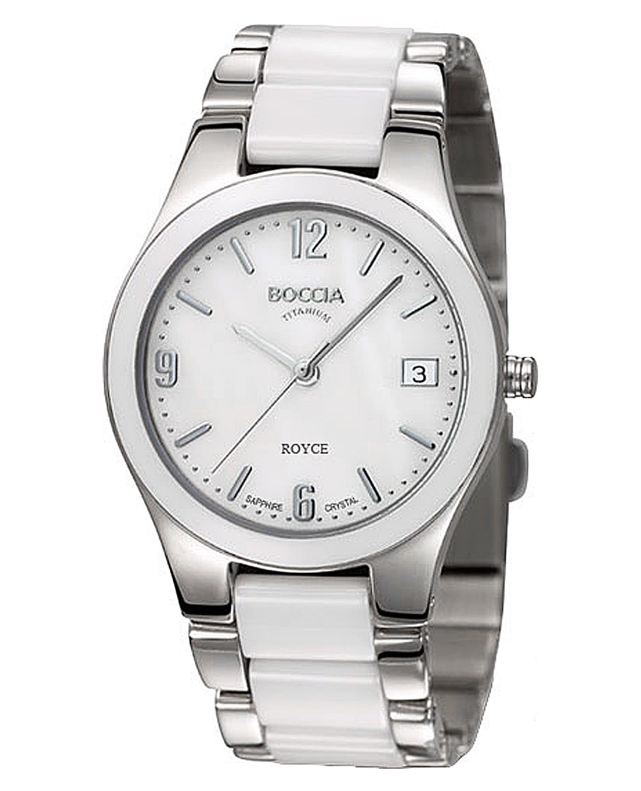 Boccia Titanium Boccia Titanium Circle-Oval 3189-01  3189-01 кварцевые женские часы перламутровый циферблат, браслет титан + высокотехнологичная плазменная керамика — вид спереди