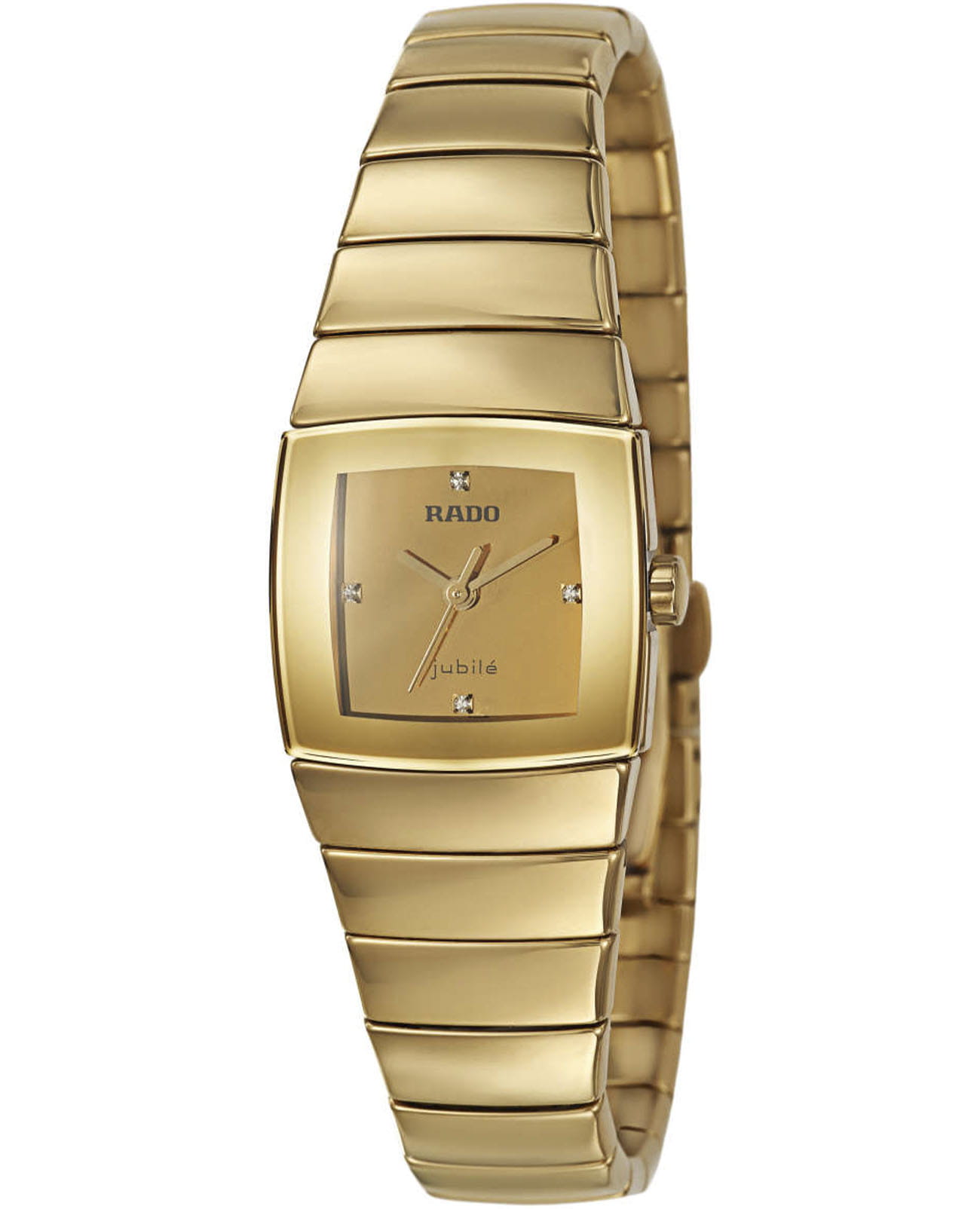 Rado Rado Sintra R13776702  R13776702 кварцевые женские часы золотой циферблат, браслет ceramos™ — вид спереди