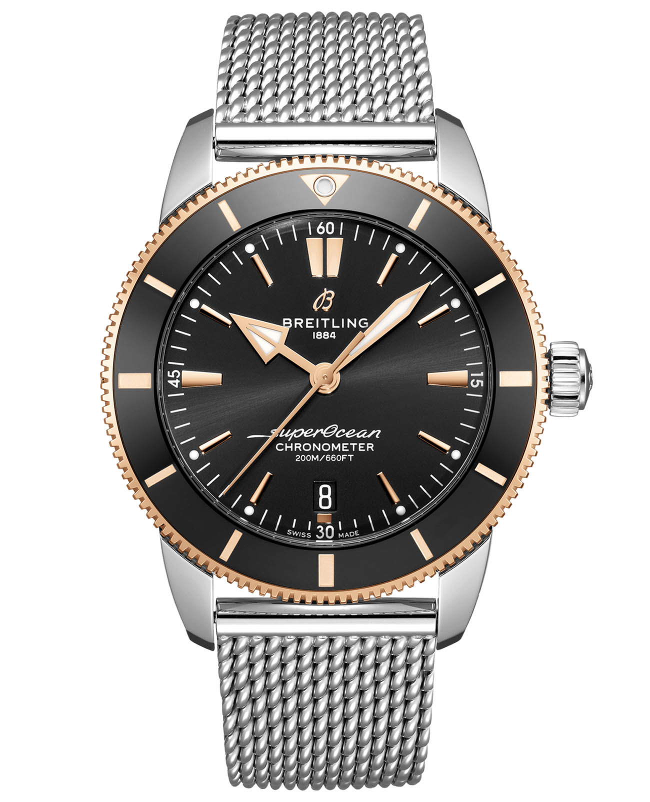 Breitling Breitling Superocean Heritage B20 Automatic 44 UB2030121B1A1  UB2030121B1A1 механические мужские часы черный циферблат, браслет нержавеющая сталь — вид спереди