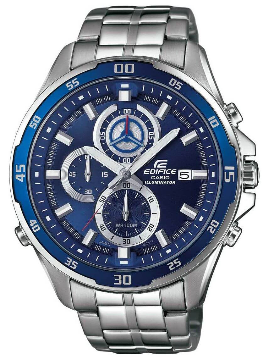 Casio Casio Edifice EFR-547D-2A EFR EFR-547D-2A кварцевые мужские часы синий циферблат, браслет нержавеющая сталь — вид спереди