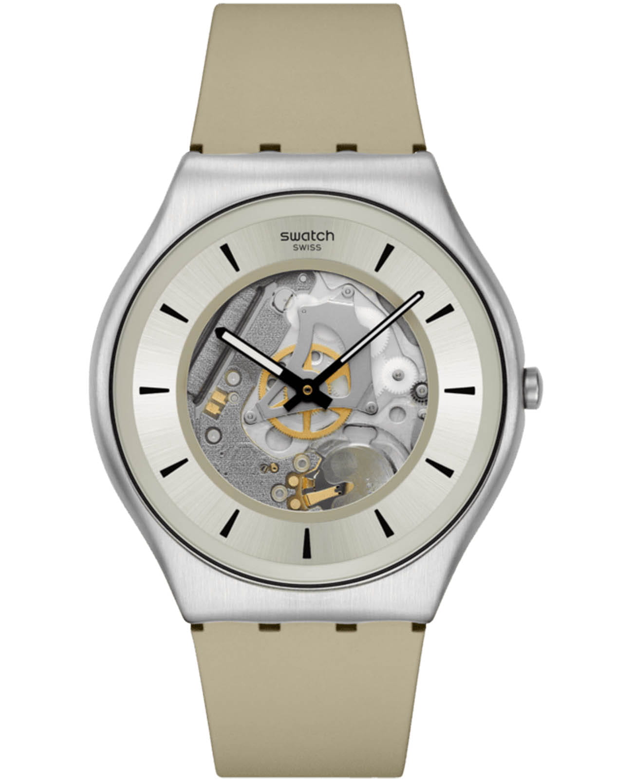 Swatch Swatch Skin Irony 42 Lacquered SS07S145  SS07S145 кварцевые мужские часы серый циферблат, браслет силикон — вид спереди