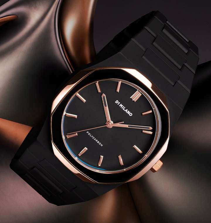 D1 Milano D1 Milano Polycarbon PCBJ35 кварцевые мужские часы часы крупный план черный циферблата