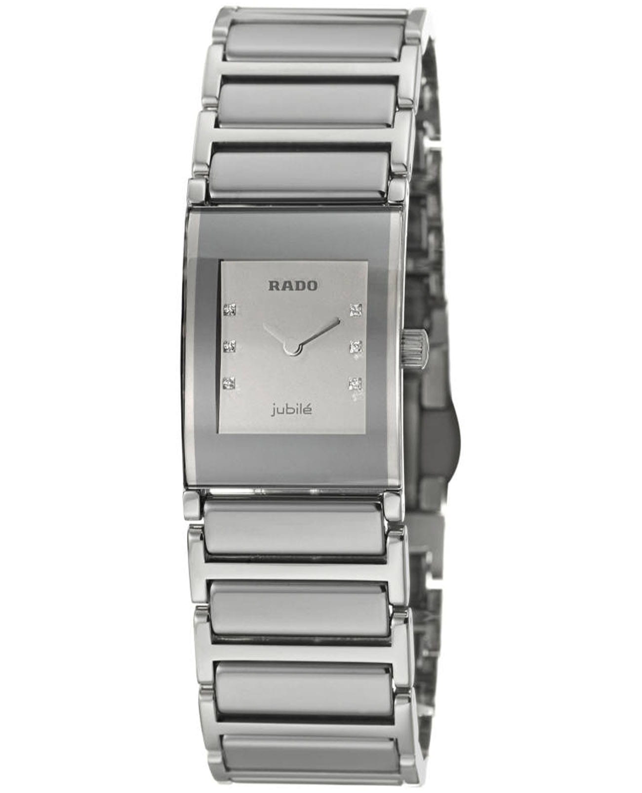 Rado Rado Integral R20747712  R20747712 кварцевые женские часы серый циферблат, браслет сталь + керамические вставки — вид спереди