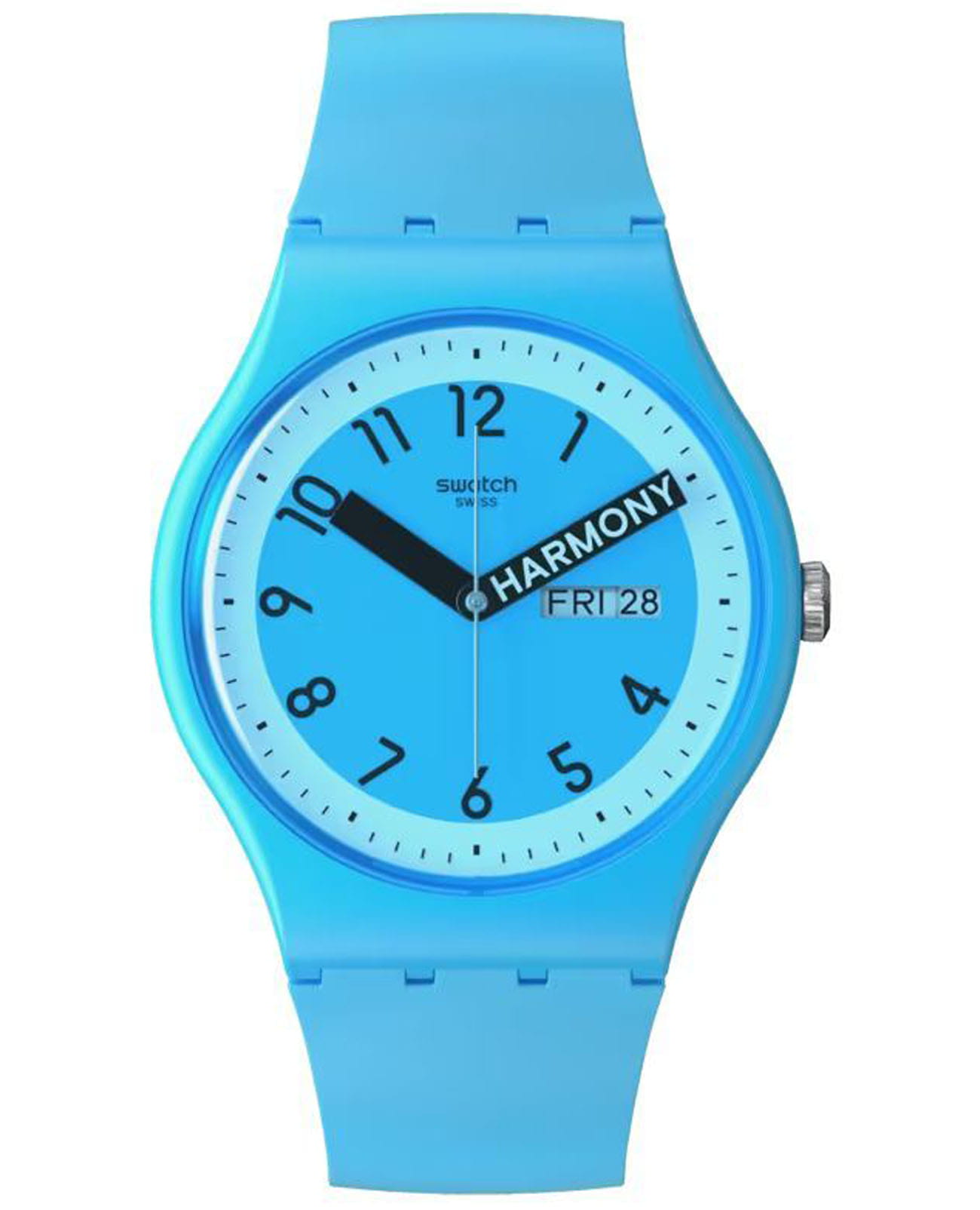 Swatch Swatch New Gent Biosourced SO29S702  SO29S702 кварцевые мужские часы голубой циферблат, браслет силикон — вид спереди