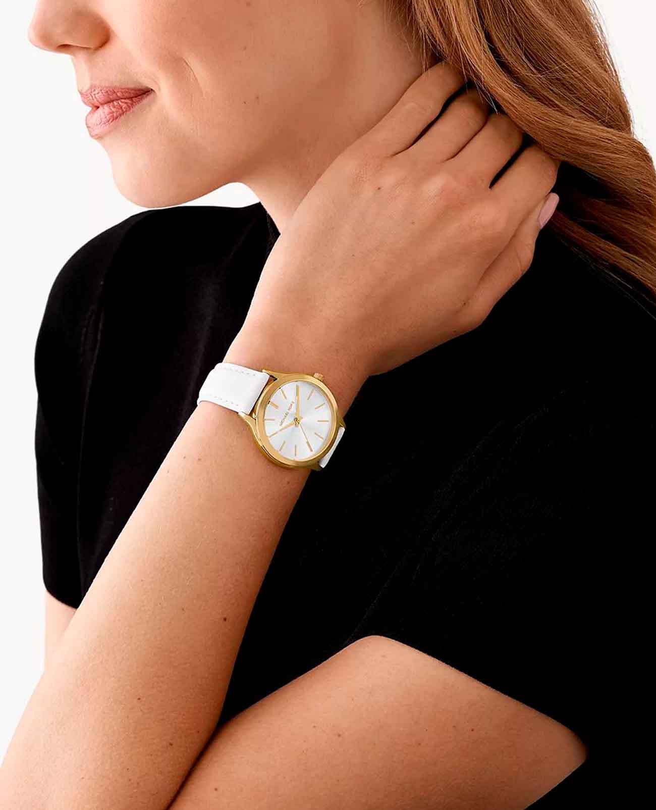 Michael Kors Michael Kors Runway MK7466,  сша женские часы на браслете кожаный боковой вид