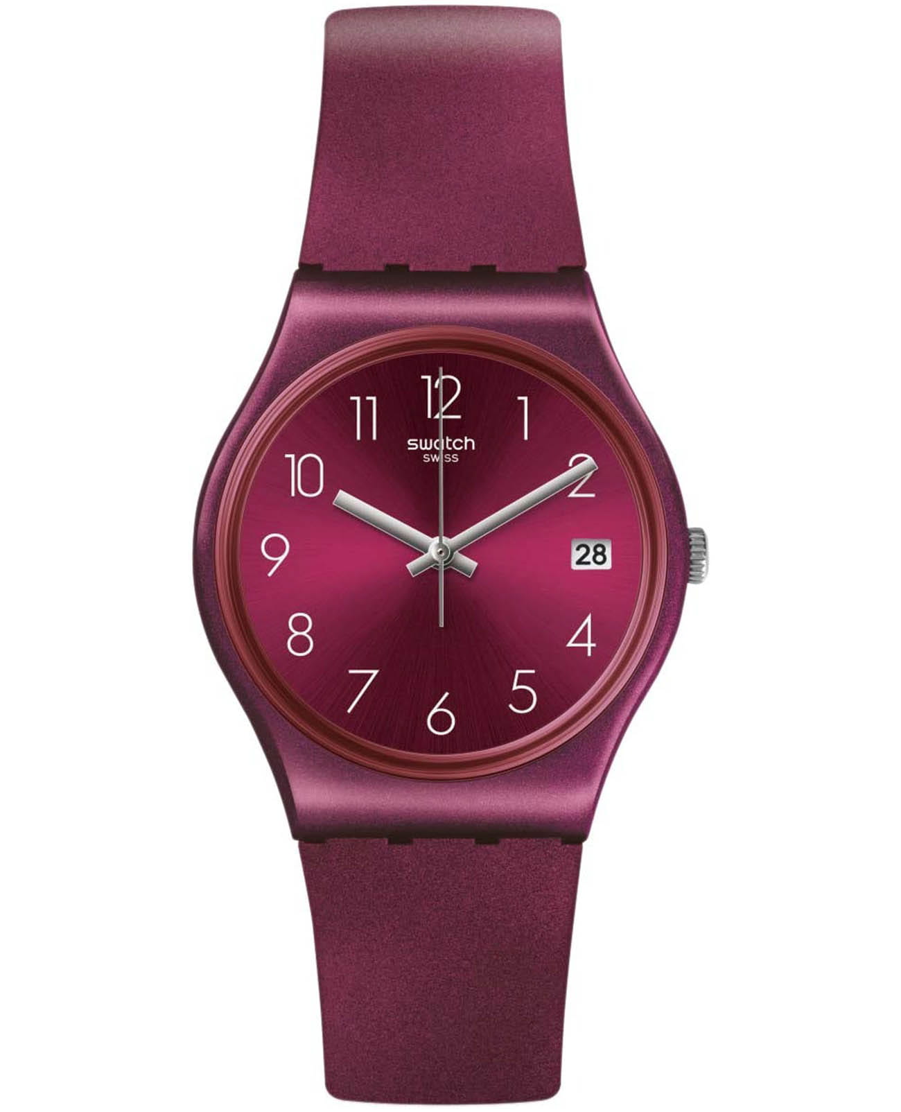 Swatch Swatch Gent Standard GR405  GR405 кварцевые женские часы красный циферблат, браслет силикон — вид спереди