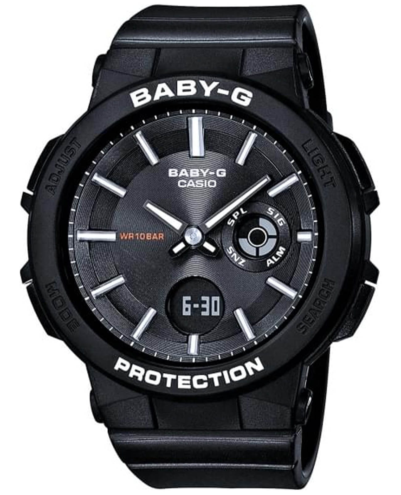 Casio Casio Baby-G BGA-255-1A  BGA-255-1A кварцевые женские часы черный циферблат, браслет пластик — вид спереди