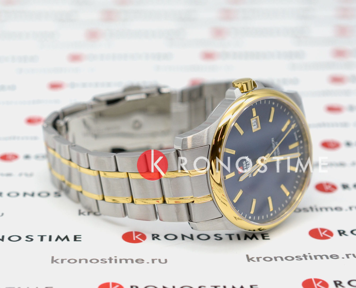 Swiss Military by Chrono Swiss Military by Chrono Сверхточные SM30200.06,  швейцария мужские часы на браслете нержавеющая сталь с pvd-покрытием боковой вид