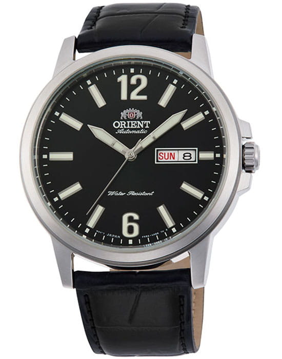Orient Orient RA-AA0C04B (RN-AA0C04B)  RA-AA0C04B механические мужские часы черный циферблат, браслет кожаный — вид спереди