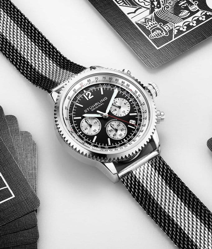 Stuhrling Stuhrling Monaco 4015.5,  сша мужские часы на браслете нержавеющая сталь с pvd-покрытием боковой вид