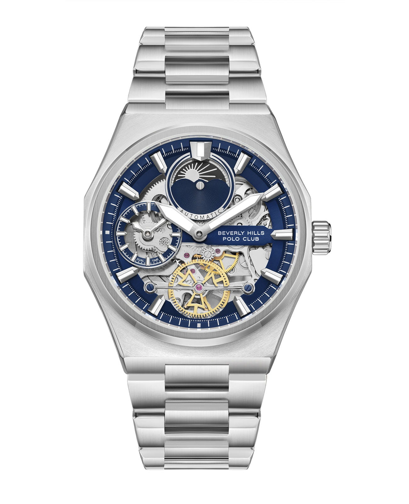 Beverly Hills Polo Club Beverly Hills Polo Club BP3786X.390  BP3786X.390 кварцевые мужские часы синий циферблат, браслет нержавеющая сталь — вид спереди