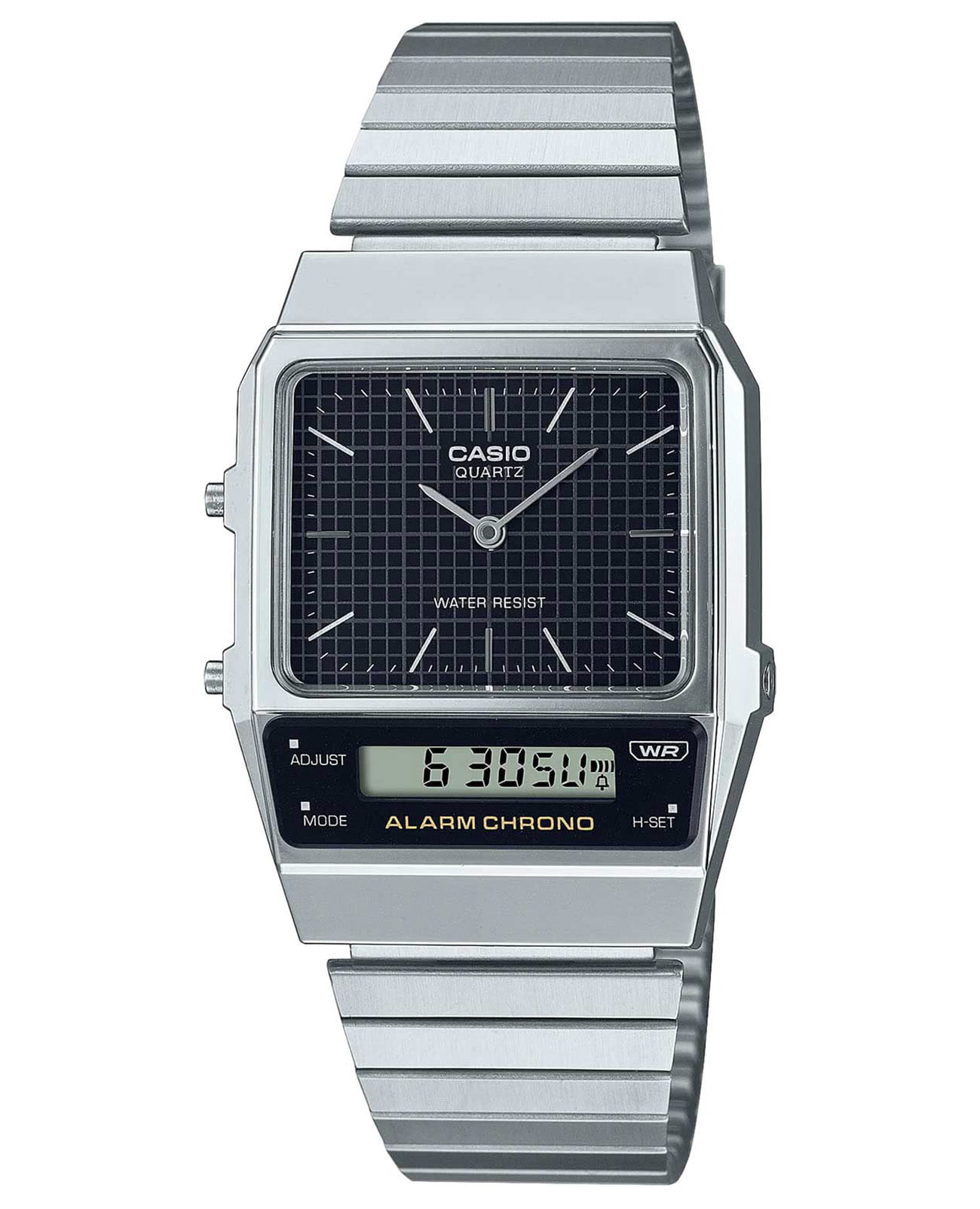 Casio Casio Vintage AQ-800E-1ADF (AQ-800E-1A)  AQ-800E-1A кварцевые мужские часы черный циферблат, браслет нержавеющая сталь — вид спереди