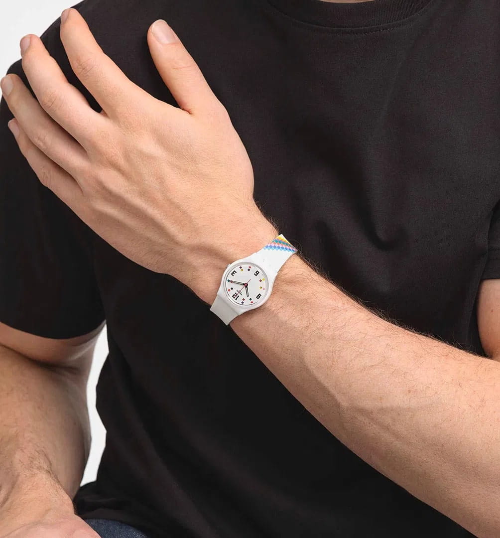 Swatch Swatch Gent Biosourced Standart SO28W700 кварцевые женские часы часы крупный план цветной циферблата