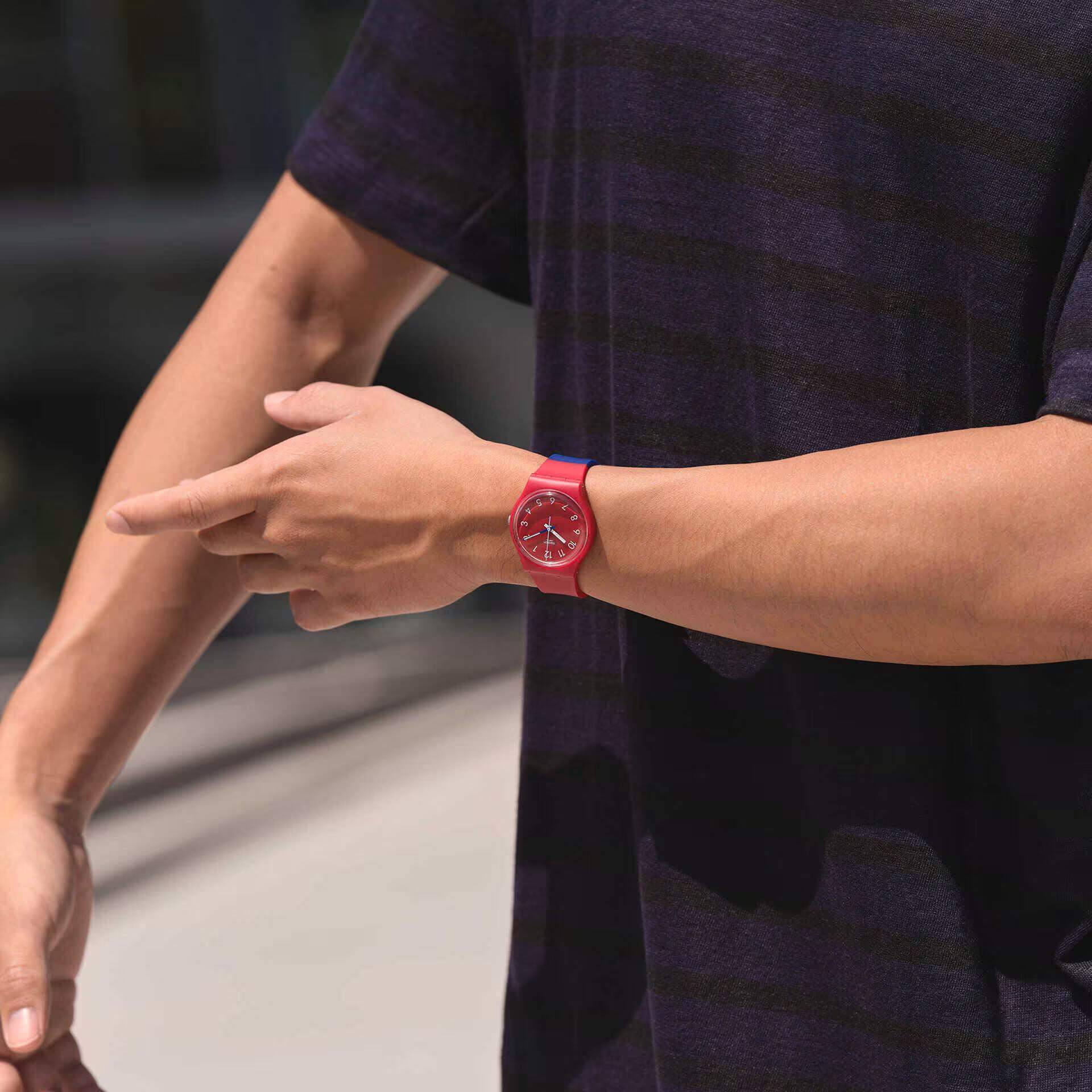 Оригинальные часы Swatch Swatch Gent Biosourced Standard SO28R112 кварцевые калибр механизма  общий вид