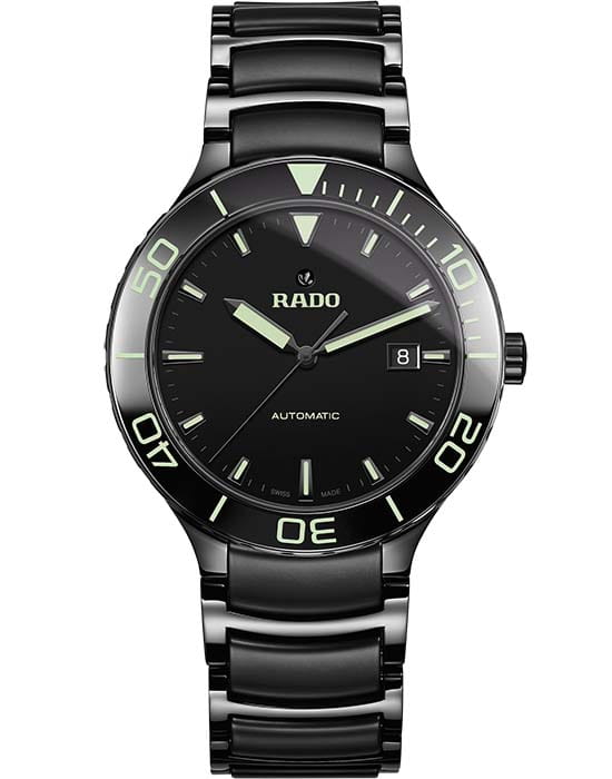 Rado Rado Centrix Automatic R30003172 Automatic R30003172 механические мужские часы черный циферблат, браслет сталь + pvd + керамика — вид спереди