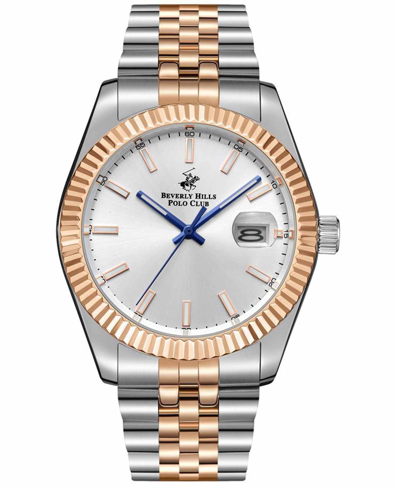 Beverly Hills Polo Club Beverly Hills Polo Club BP3018X.531  BP3018X.531 кварцевые мужские часы серебристый циферблат, браслет нержавеющая сталь с pvd-покрытием — вид спереди