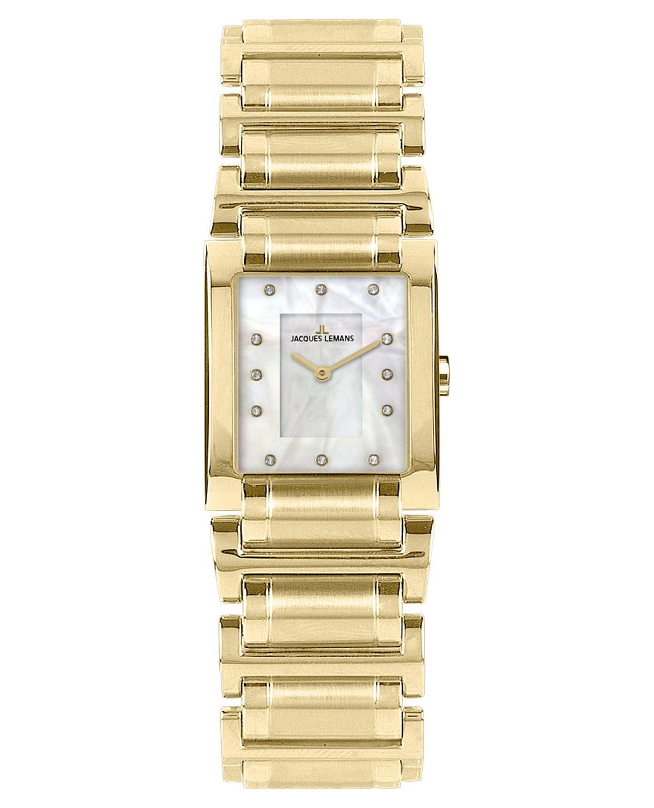 Jacques Lemans Jacques Lemans Florence 1-2152G  1-2152G кварцевые женские часы перламутровый циферблат, браслет нержавеющая сталь с pvd-покрытием — вид спереди