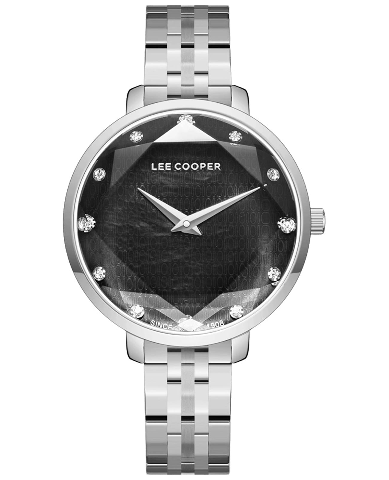 Lee Cooper Lee Cooper LC08077.350  LC08077.350 кварцевые женские часы черный циферблат, браслет нержавеющая сталь — вид спереди