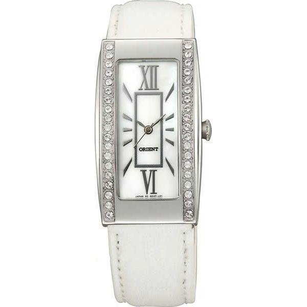 Orient Orient QCAT004W (FQCAT004W)  FQCAT004W  женские часы перламутровый циферблат, браслет кожа + текстиль — вид спереди