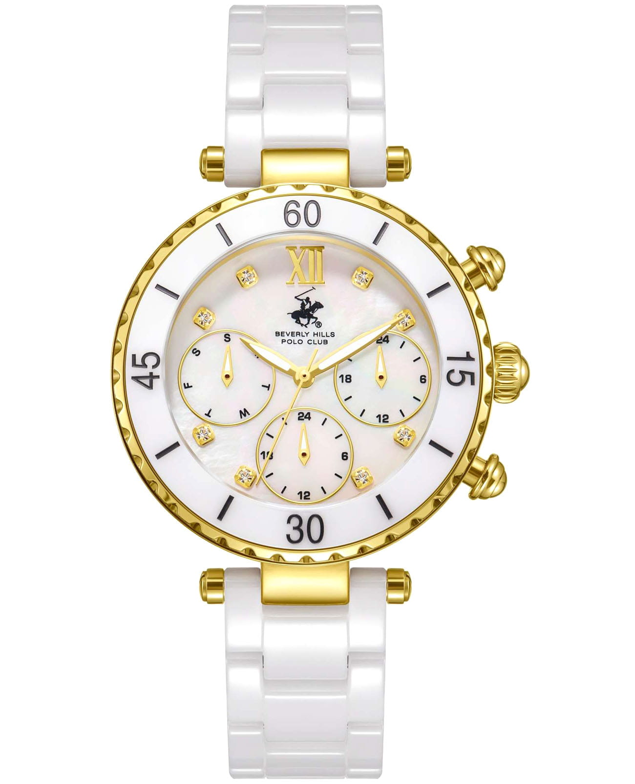 Beverly Hills Polo Club Beverly Hills Polo Club BP3774X.120  BP3774X.120 кварцевые женские часы перламутровый циферблат, браслет керамика — вид спереди