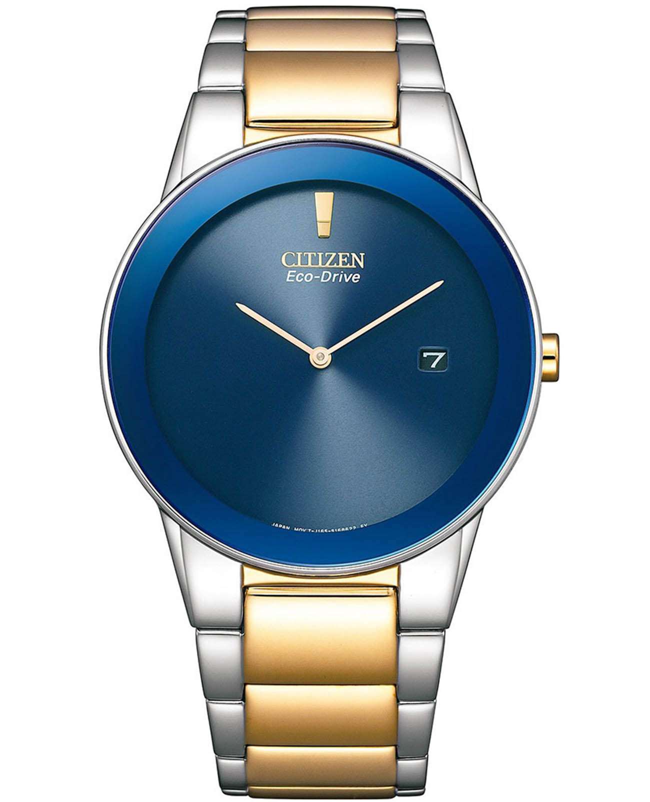 Citizen Citizen Eco-Drive Axiom AU1064-85L  AU1064-85L кварцевые мужские часы синий циферблат, браслет нержавеющая сталь с ip-покрытием — вид спереди