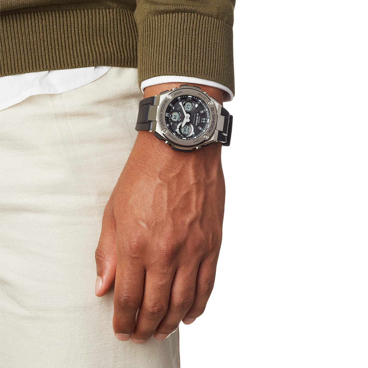 Casio Casio G-Shock GST-W110-1A GST G-Steel, наручные мужские часы фото под углом