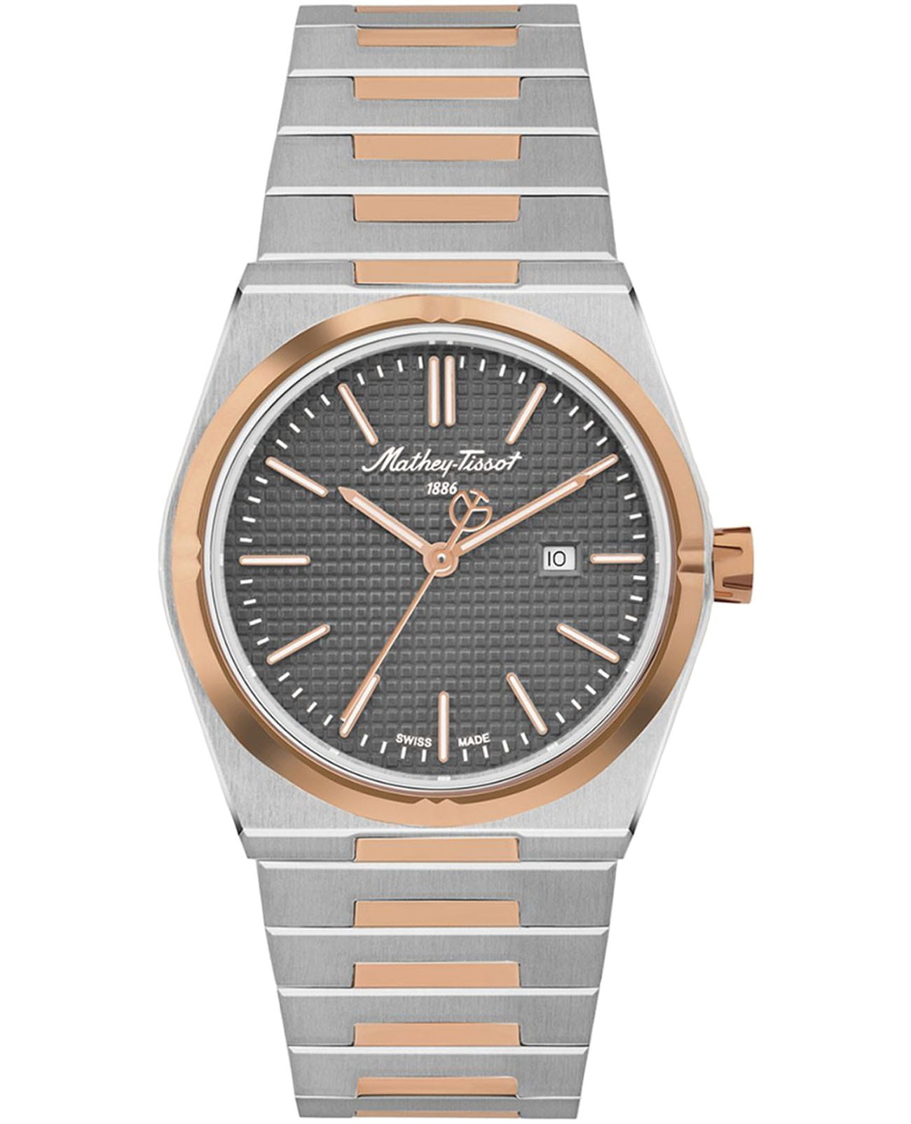 Mathey-Tissot Mathey-Tissot Zoltan D117RS  D117RS кварцевые женские часы серый циферблат, браслет нержавеющая сталь с pvd-покрытием — вид спереди