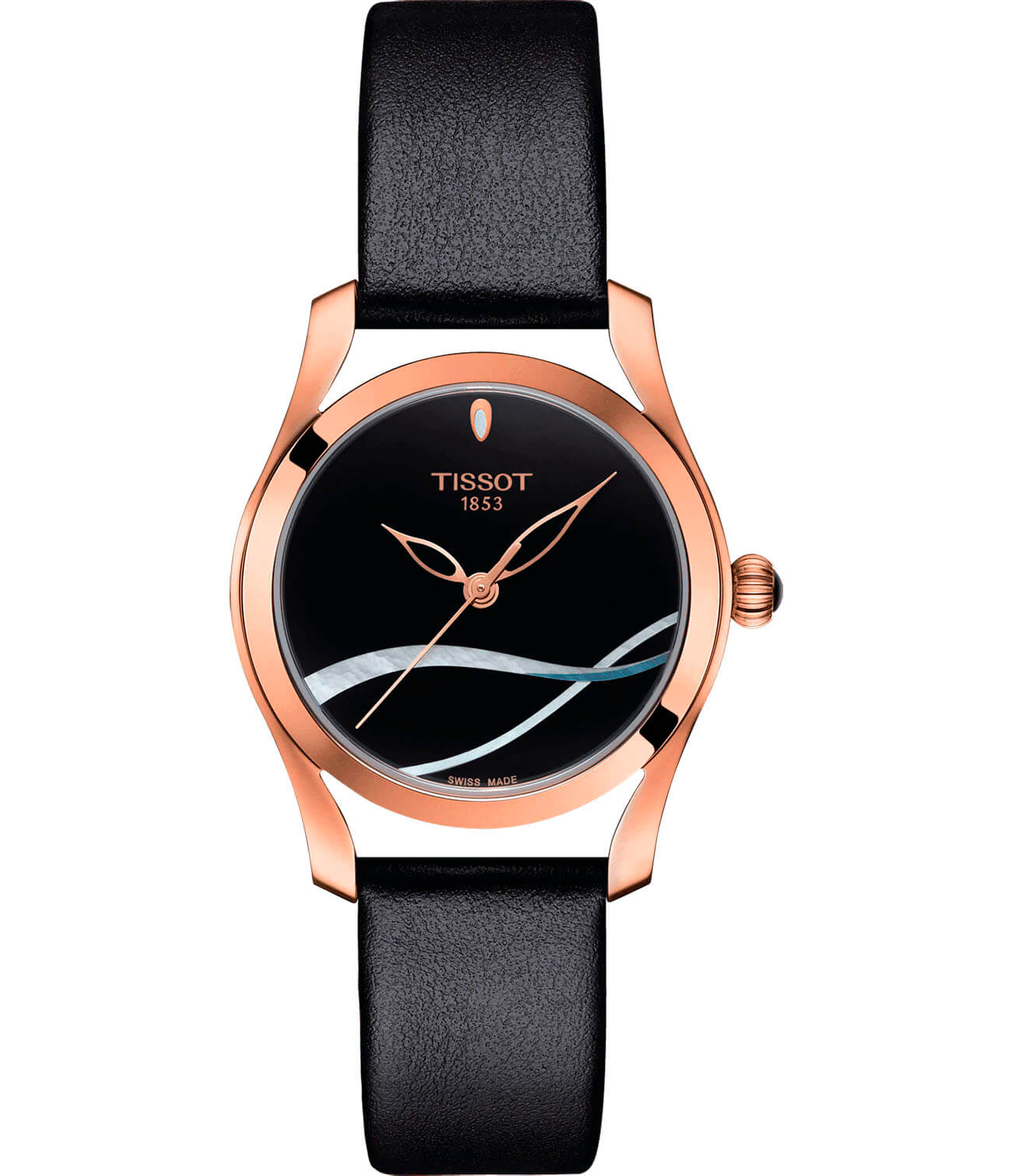 Tissot Tissot T-Wave T112.210.36.051.00 T Wave T1122103605100 кварцевые женские часы черный циферблат, браслет кожаный — вид спереди