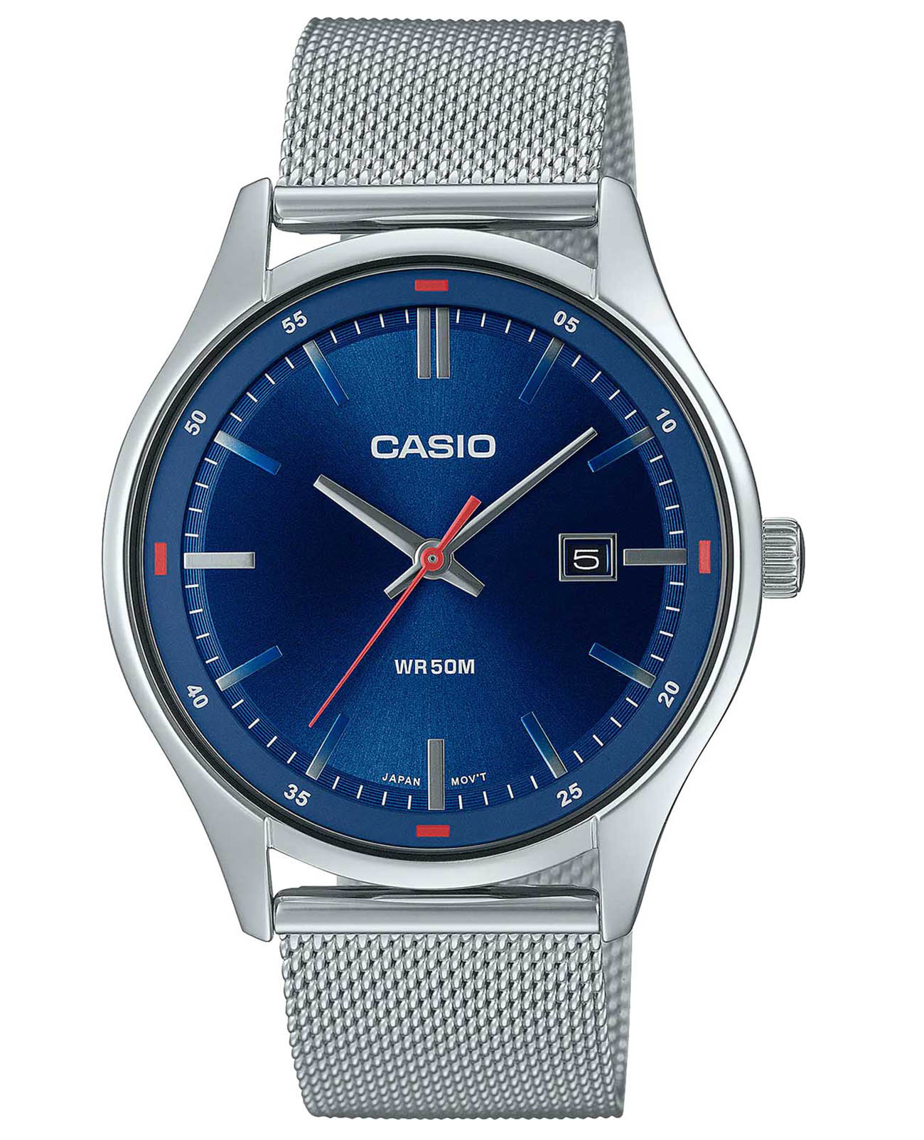Casio Casio Collection MTP-E710M-2AVDF (MTP-E710M-2A)  MTP-E710M-2A кварцевые мужские часы синий циферблат, браслет нержавеющая сталь — вид спереди