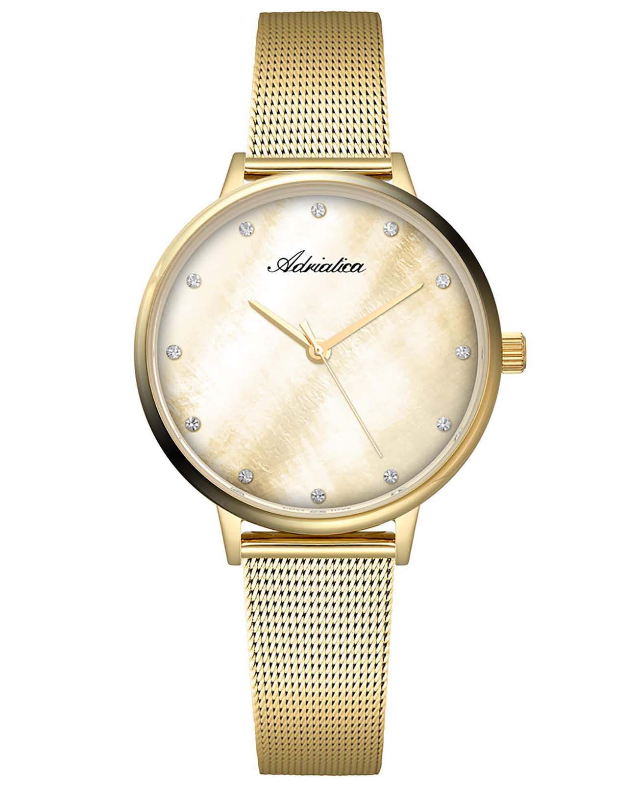 Adriatica Adriatica A3573.114SQ  A3573.114SQ кварцевые женские часы перламутровый циферблат, браслет сталь c pvd покрытием — вид спереди