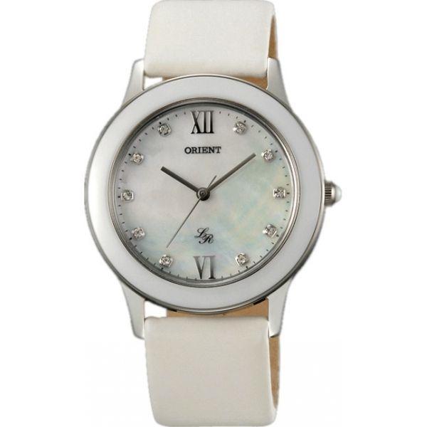 Orient Orient QC0Q006W (FQC0Q006W)  FQC0Q006W  женские часы перламутровый циферблат, браслет кожа + текстиль — вид спереди