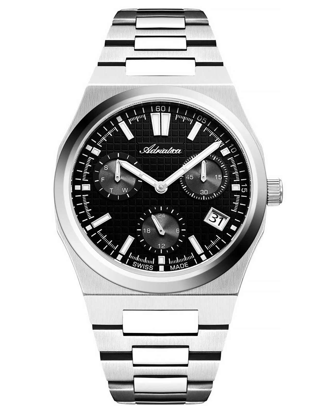 Adriatica Adriatica Portofino A8326.5114QF  A8326.5114QF кварцевые мужские часы черный циферблат, браслет нержавеющая сталь — вид спереди