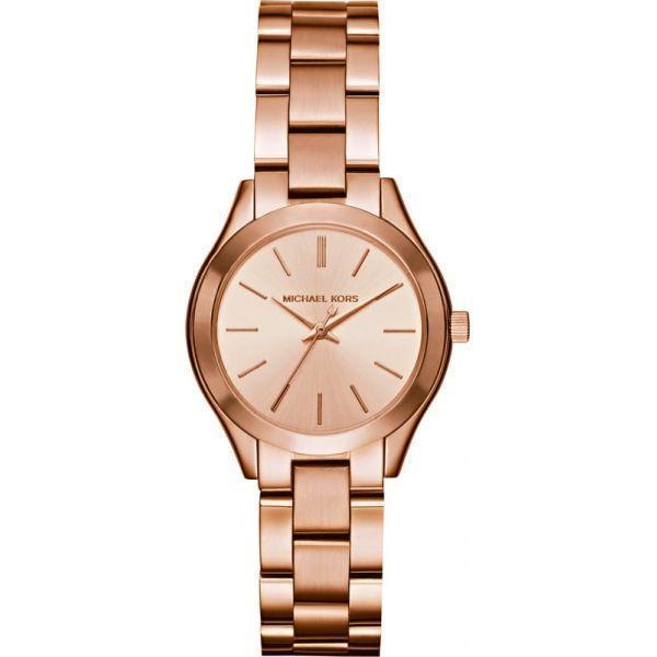 Michael Kors Michael Kors Portia MK3513  MK3513 кварцевые женские часы розовый циферблат, браслет сталь c pvd покрытием — вид спереди