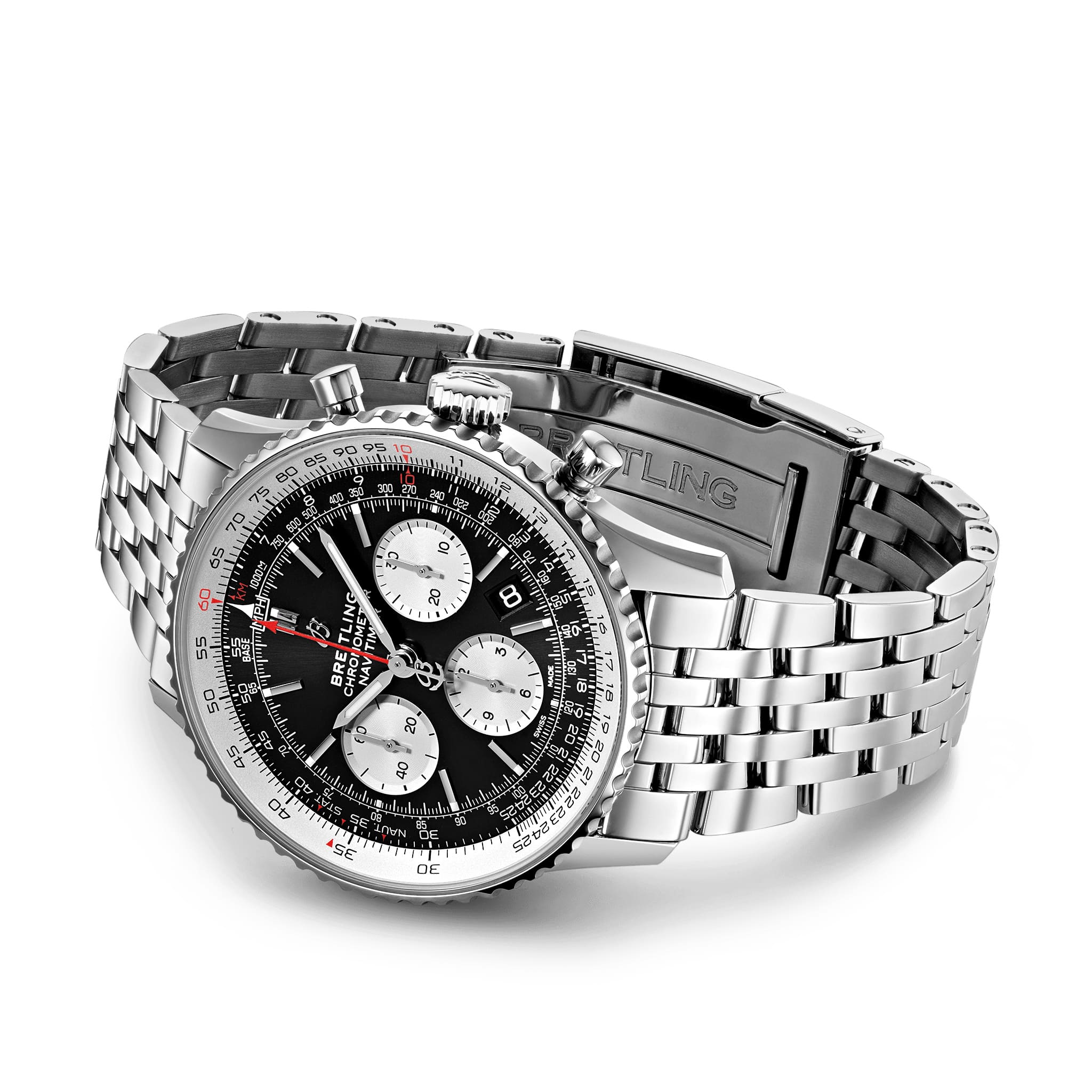 Breitling Breitling Navitimer B01 Chronograph 43 AB0121211B1A1, navitimer швейцария мужские часы на браслете нержавеющая сталь боковой вид