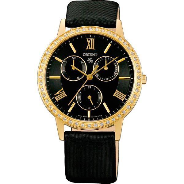 Orient Orient UT0H003B (FUT0H003B)  FUT0H003B  женские часы черный циферблат, браслет кожа + текстиль — вид спереди