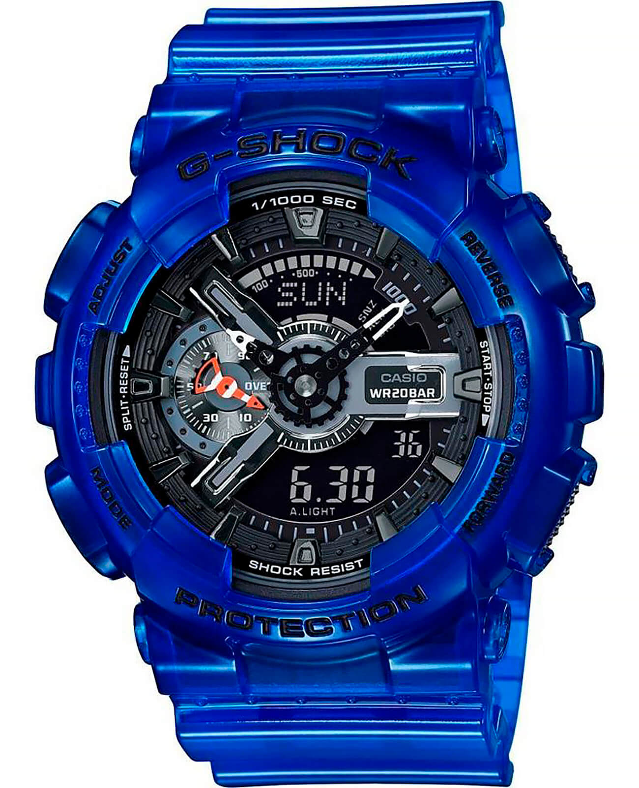 Casio Casio G-Shock GA-110CR-2A GA-110 GA-110CR-2A электронные мужские часы серый циферблат, браслет пластик — вид спереди