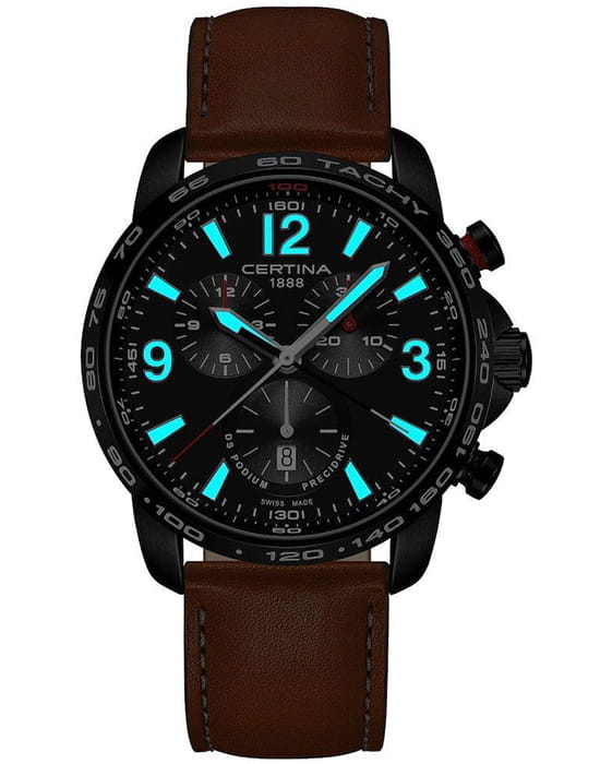 Certina Certina DS Podium Big Size Chrono C001.647.36.057.00, ds podium швейцария мужские часы на браслете кожаный боковой вид