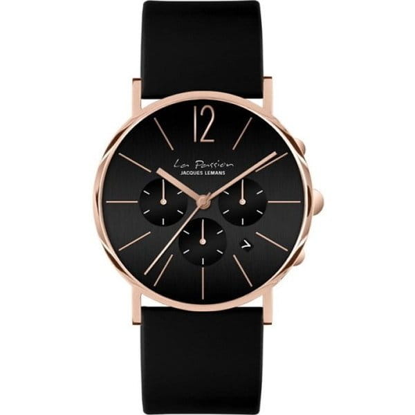 Jacques Lemans Jacques Lemans La Passion LP-123E  LP-123E кварцевые мужские часы черный циферблат, браслет кожаный — вид спереди