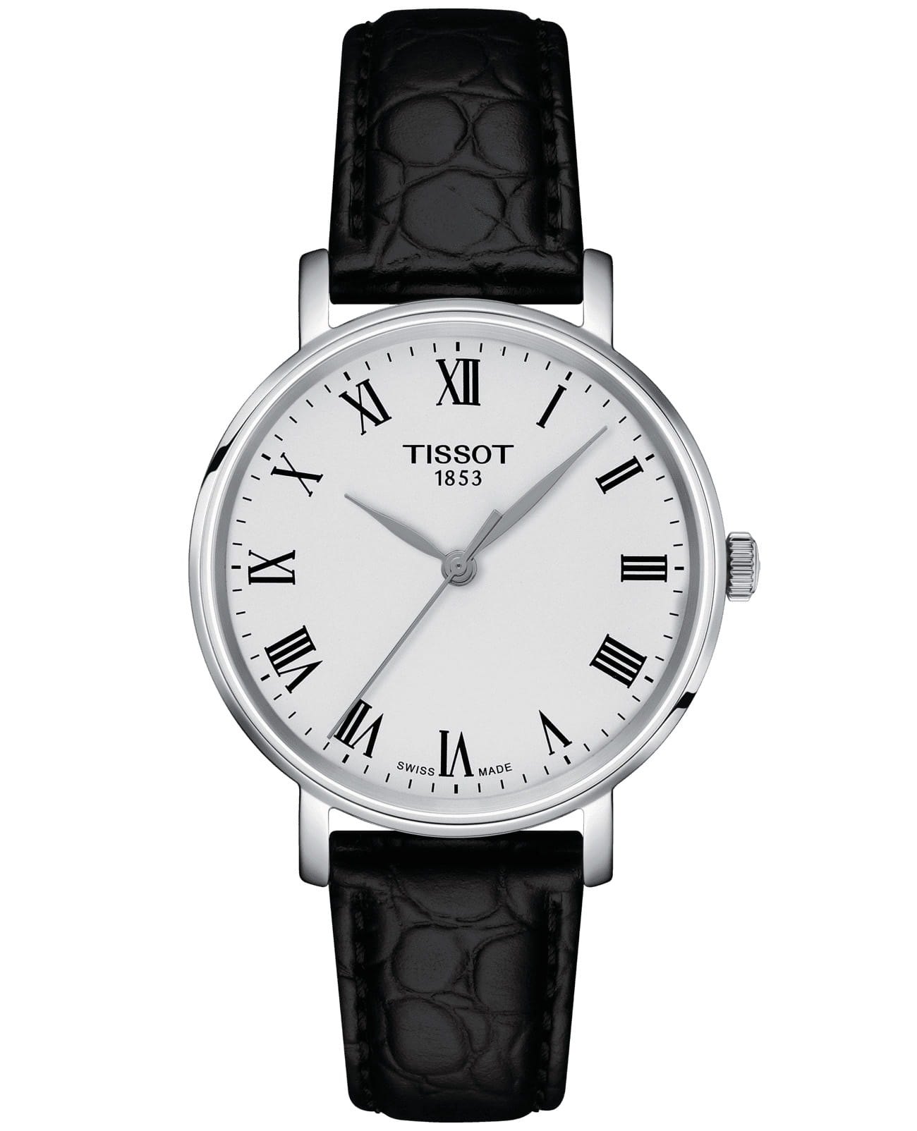 Tissot Tissot Everytime T143.210.16.033.00 Everytime T1432101603300 кварцевые женские часы белый циферблат, браслет кожаный — вид спереди