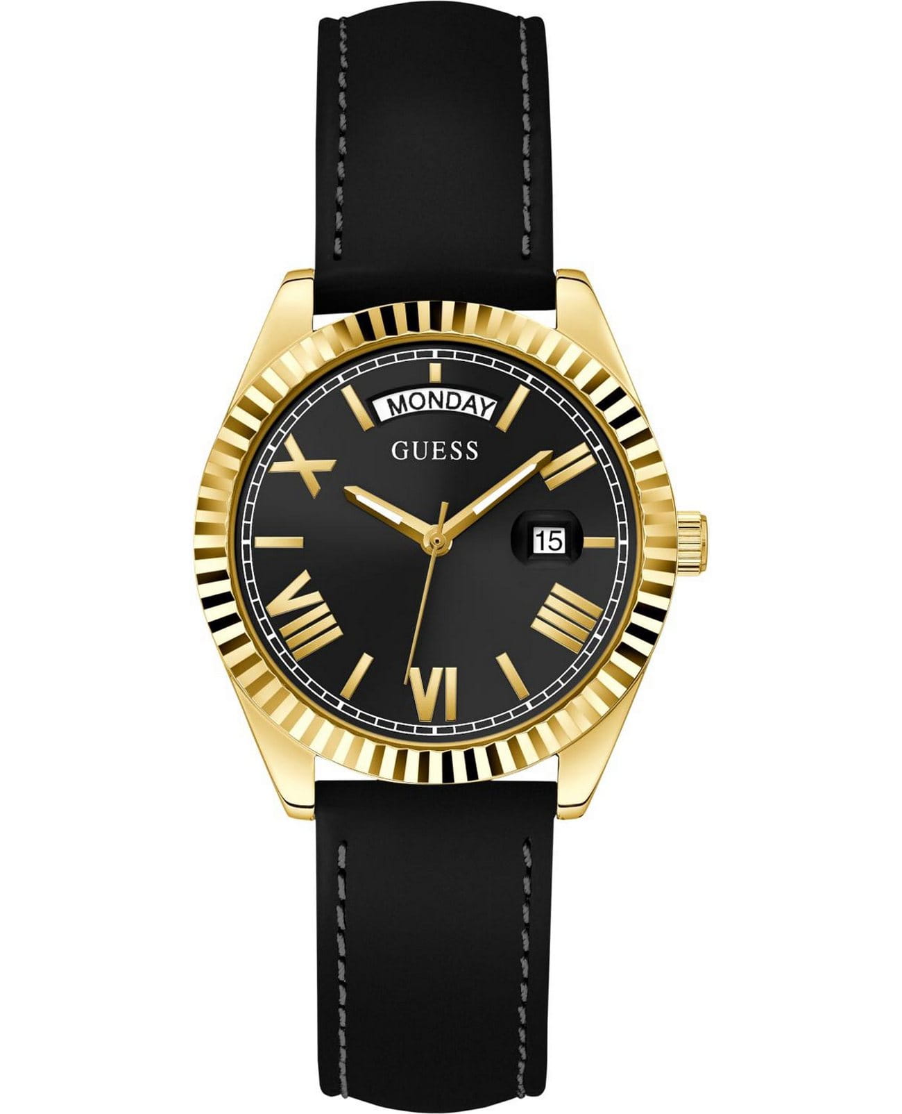 Guess Guess Dress Steel GW0357L1  GW0357L1 кварцевые женские часы черный циферблат, браслет кожаный — вид спереди