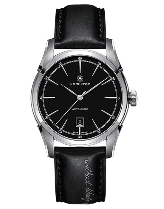 Hamilton Hamilton American Classic Spirit of Liberty Auto H42415731   H42415731 механические мужские часы черный циферблат, браслет кожаный — вид спереди