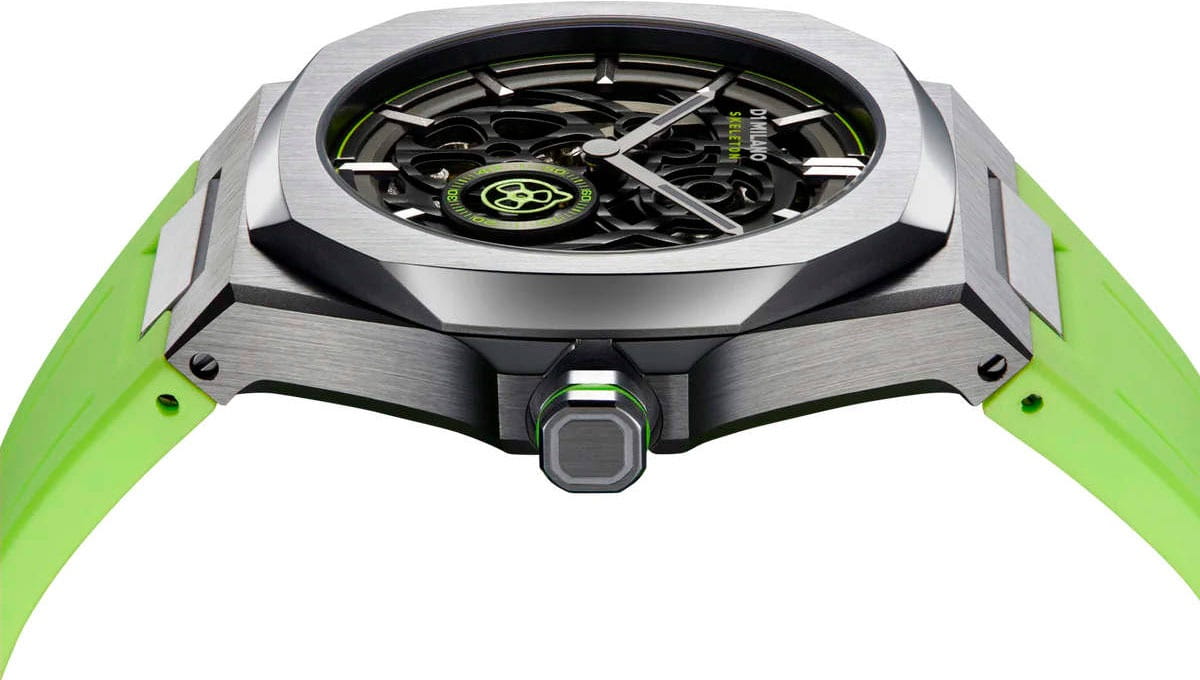D1 Milano D1 Milano Skeleton SKRJ15,  италия мужские часы на браслете каучук боковой вид